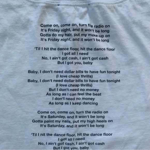 Zara White T-shirt Lyrics to by Sia Women’s Large Band Graphic Music RN 77302 - Picture 6 of 8